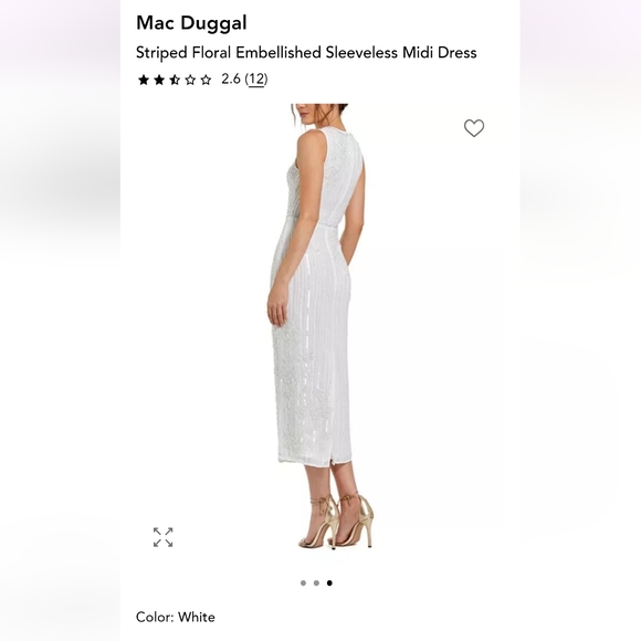 Mac Duggal Ivory Sequin Embellished Midi Dress - Picture 2 of 14